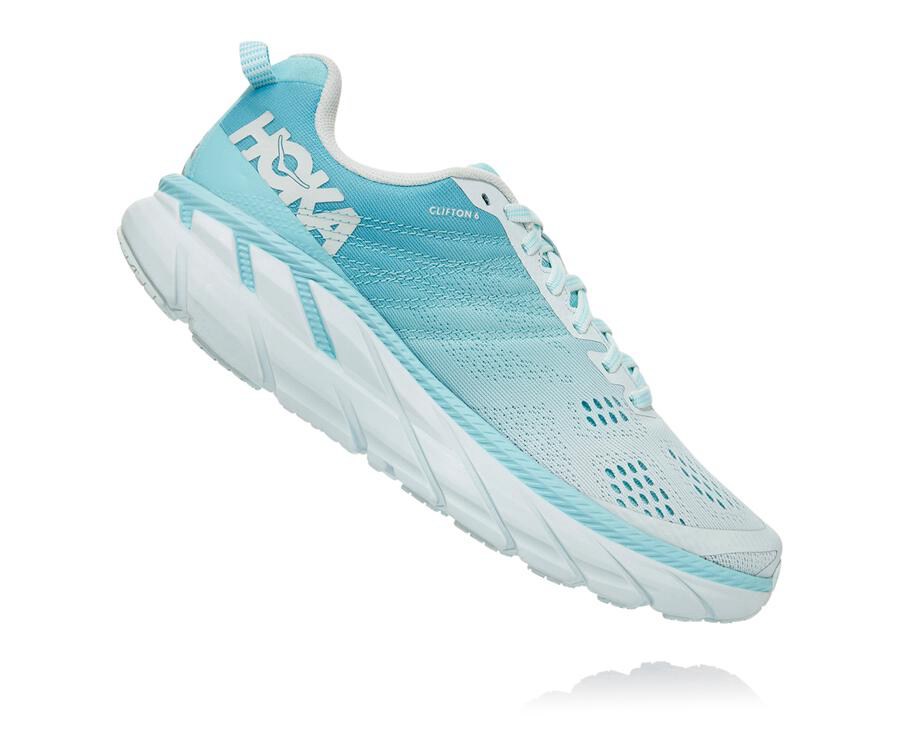 Hoka One One Walking Shoes Womens Blue/White - Clifton 6 - 26573VFOQ